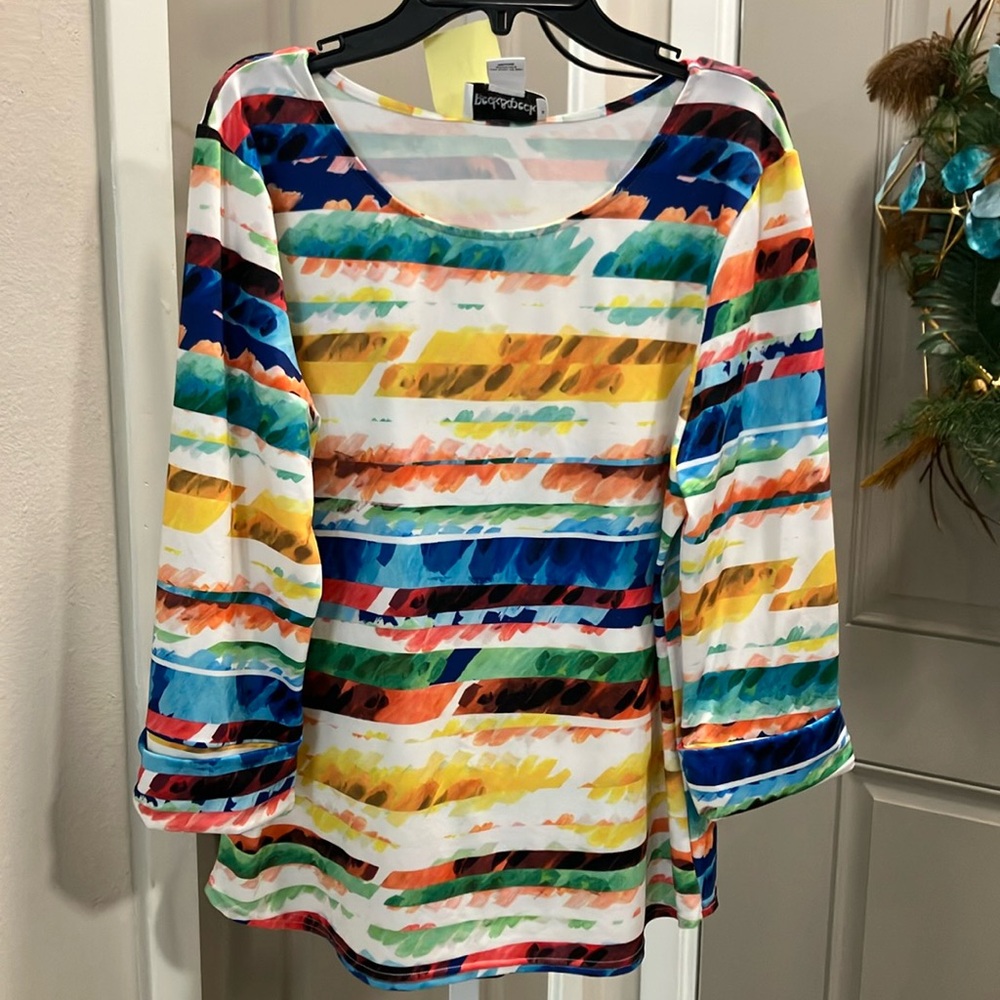 Peck & Peck artistic painted striped top size L
